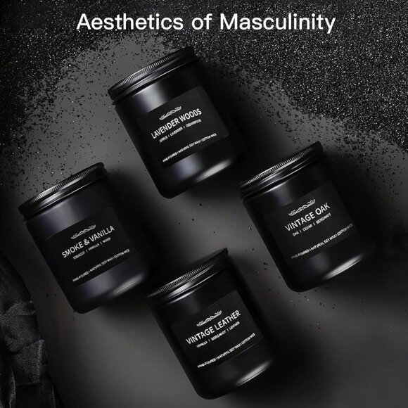 Scented Candle Set, Men Candle Set, Scented Candles for Home, Gifts for Men, 4 P - Picture 6 of 7